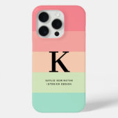 パステルレインボーカラーブロッストライプクピンクモノグラムオン Case-Mate iPhoneケース (裏面)