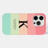 パステルレインボーカラーブロッストライプクピンクモノグラムオン Case-Mate iPhoneケース (裏面 (横))