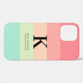 パステルレインボーカラーブロッストライプクピンクモノグラムオン Case-Mate iPhoneケース (裏面 (横))