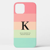 パステルレインボーカラーブロッストライプクピンクモノグラムオン Case-Mate iPhoneケース (裏面)