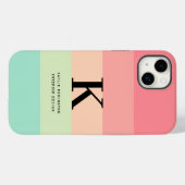 パステルレインボーカラーブロッストライプクピンクモノグラムオン Case-Mate iPhoneケース (裏面 (横))