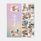 パステルレインボーガーリーモノグラムシンプル写真数々の フリースブランケット (正面)