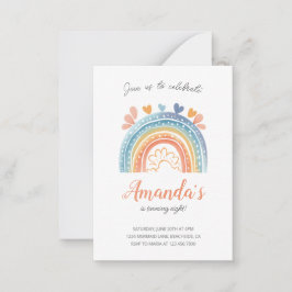 パステルレインボーガールズバースデーパーティーの招待 ノートカード