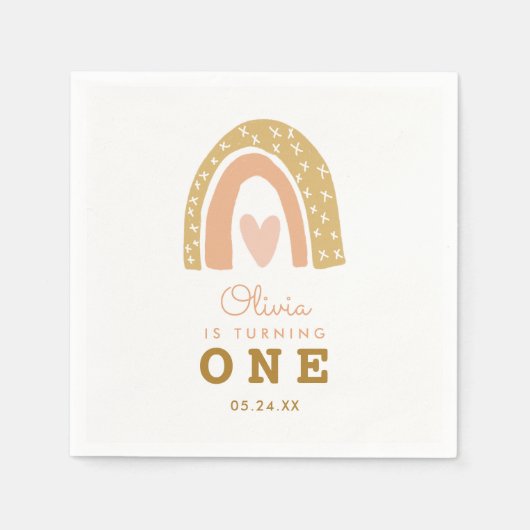 パステルレインボーガール1st誕生日パーティー スタンダードカクテルナプキン (正面)