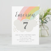 パステルレインボークラウドの子供の誕生日パーティー 招待状 (スタンド正面)