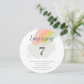 パステルレインボークラウドの子供の誕生日パーティー 招待状 (スタンド正面)