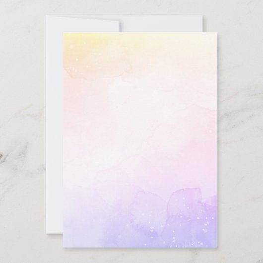 パステルレインボークラウドグリッター金ゴールドベビーシャワー 招待状 (裏面)