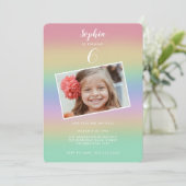 パステルレインボーグラディエントカラフル子供の誕生日 招待状 (スタンド正面)