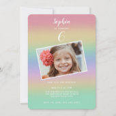 パステルレインボーグラディエントカラフル子供の誕生日 招待状 (正面)