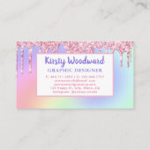 パステルレインボーグラディエント&ピンクドリッピンググリッター 名刺 (裏面)