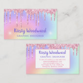 パステルレインボーグラディエント&ピンクドリッピンググリッター 名刺 (正面/裏面)