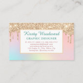 パステルレインボーグラディエント&金ゴールド滴下グリッター 名刺 (裏面)