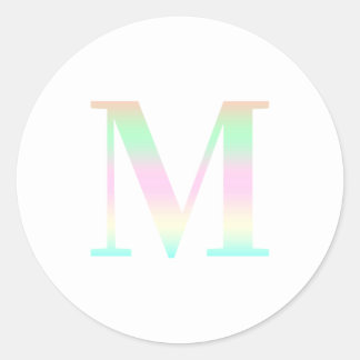 パステルレインボーグラディエント「M」セリフモノグラム ラウンドシール