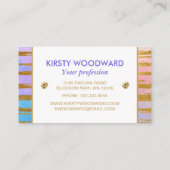 パステルレインボーグラデーションと金ゴールドブラシストローク 名刺 (裏面)