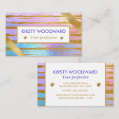 パステルレインボーグラデーションと金ゴールドブラシストローク 名刺 (正面/裏面)