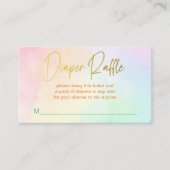 パステルレインボーグラデーションベイビーシャワーおむつラッフル エンクロージャーカード (正面)