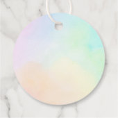 パステルレインボーグラデーションベビーシャワーパーソナライズされた フェイバータグ (裏面)