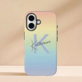 パステルレインボーグラデーション モノグラム iPhone 16ケース