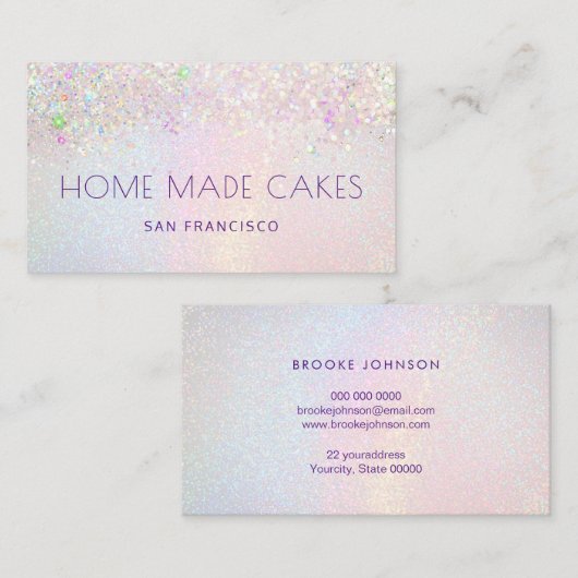 パステルレインボーグリッターエフェクトケーキ 名刺 (正面/裏面)