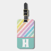 パステルレインボーグリッターキッズカラーブロック ラゲッジタグ (正面縦)