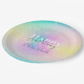 パステルレインボーグリッターグラデーション ペーパープレート (アングル)