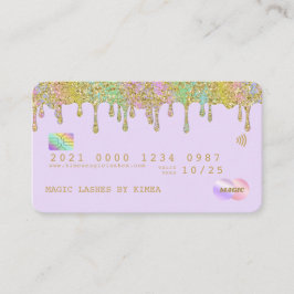 パステルレインボーグリッターラグジュアリークレジットスタイルビジネス 名刺