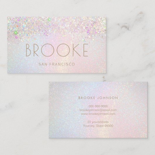 パステルレインボーグリッター効果デザイン 名刺 (正面/裏面)