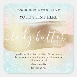 パステルレインボーグリッター金ゴールド体バター スクエアシール