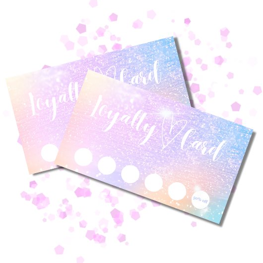 パステルレインボーグリッター顧客ロイヤリティカード 名刺
