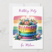 パステルレインボーケーキ | 誕生日パーティー 招待状 (正面)