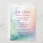 パステルレインボーケーキ | 誕生日パーティー 招待状 (裏面)