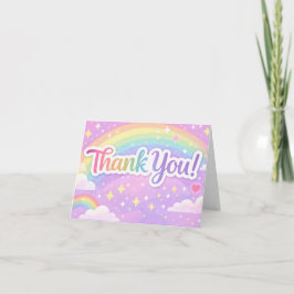 パステルレインボーサンキューカード - かわいい感謝の気持ち サンキューカード