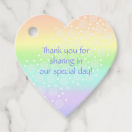 パステルレインボーサークルハート型メッセージカード フェイバータグ