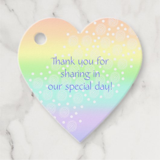 パステルレインボーサークルハート型メッセージカード フェイバータグ (正面)
