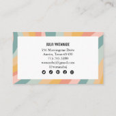 パステルレインボーシックミニマルストライプリストソーシャルアイコン 名刺 (裏面)