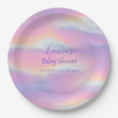 パステルレインボースカイベビーシャワー ペーパープレート (正面)