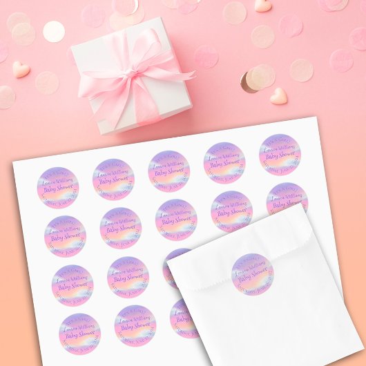 パステルレインボースカイベビーシャワー ラウンドシール