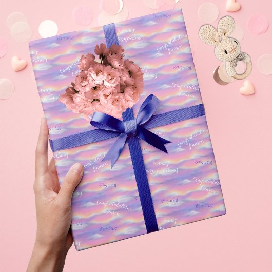 パステルレインボースカイベビーシャワー ラッピングペーパー