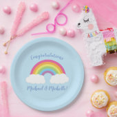 パステルレインボースターズベビーシャワーシンプルモダンPap ペーパープレート (パーティー)
