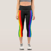 パステルレインボーストライプズゲイプライドLGBTサポート カプリレギンス (正面)