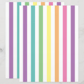 パステルレインボーストライプズパターンスクラップブック紙 (正面/裏面)