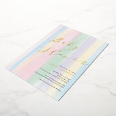 パステルレインボーストライプズベビーシャワーフォイル招待状 箔招待状 (回転した状態)
