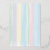 パステルレインボーストライプズベビーシャワーフォイル招待状 箔招待状 (裏面)