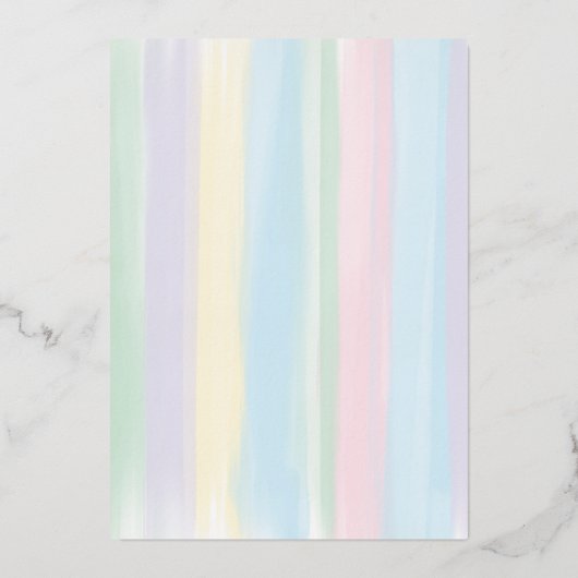 パステルレインボーストライプズベビーシャワーフォイル招待状 箔招待状 (裏面)