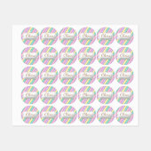 パステルレインボーストライプズユニコーン誕生日 ラベル (シート)