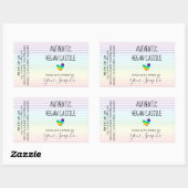 パステルレインボーストライプズ模様とハート石鹸 長方形シール (シート)