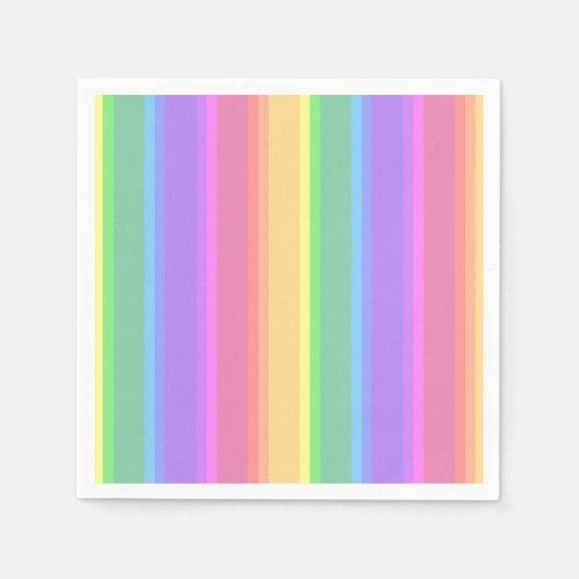 パステルレインボーストライプズ スタンダードカクテルナプキン (正面)