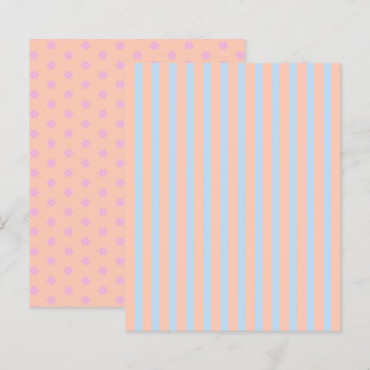 パステルレインボーストライプズ&フラワースクラップブック紙 (正面/裏面)