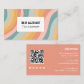 パステルレインボーストライプズQRコードソーシャルメディアシック 名刺 (正面/裏面)