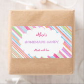 パステルレインボーストライプパーソナライズされたー自家製キャンディ ラベル (インサイチュ)